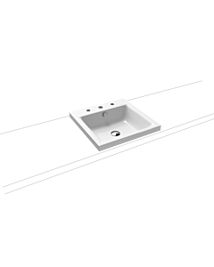 Kaldewei Puro Aufsatzwaschtisch 900306033001 3153, 46x46x4cm, weiss, Perl-Effekt, 3 Hahnlöcher